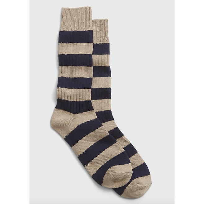 GAP Stripe Crew Socks in Iconic Khaki Stripe - Leo Edit