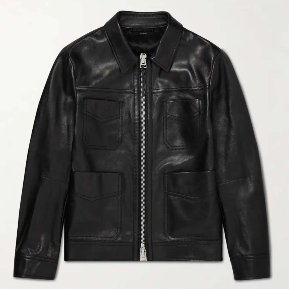 Tom Ford Black Leather Blouson Jacket - Leo Edit